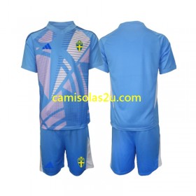 Camisolas de futebol Suécia Guarda Redes Criança Equipamento Alternativa 2024 Manga Curta